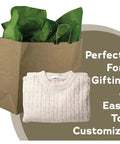 Go-To Heavy-Duty Kraft Paper Gift Bags In Brown With Reinforced Block Bottom paired with a sweater, 16x6x13 inches.