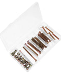49 Piece M6 Socket Head Cap Screws 40 To 80 Mm And Barrel Nut Assortment Kit displayed in an open compartmentalized case