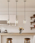 Brushed Nickel Pendant Light For Kitchen Island With Adjustable Height And Clear Glass Shade Modern Hanging Pendant Lighting For Kitchen Hallway And Bedroom Sleek Dope Look For Any Space over a kitchen island