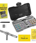 Get The Ultimate 24 In 1 Magnetic Ratchet Screwdriver Setup With S2 Steel Precision Bits For Bike, Phone And Furniture Fix-Its Plus Bonus Tweezers, open case