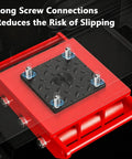 Heavy Duty Machinery Skate Dolly And Industrial Load Mover Featuring Premium PU Casters That Make Haulin Heavy Equipment Feel Like Absolute Cake Walk For Any Shop Owner, showing long screw connections preventing slipping.