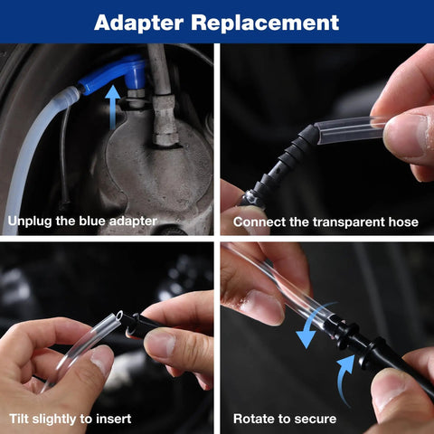 Steps for replacing adapter on 3L Vacuum Brake Bleeder Kit for One Person Bleeding, No Helper Needed, Pneumatic Pump