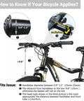 Diagram showing bicycle handlebar measurements for Front Bike Basket For Dogs With Easy Install Quick Release Handlebar Mount, Folding Detachable Carrier For Cycling, Picnics, And Errands, 11lb Capacity, 13x10x10 Frame, Fits Most Bikes With 8 Gasket Pads.