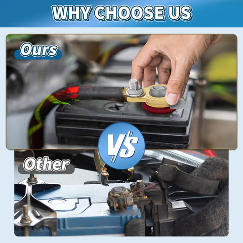Two Pair Battery Terminal Connectors With M8 Bolts 21mm Long, Pure Copper Cable Ends With Anti Corrosion Pad installed on car battery