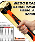 Brass Sledge Hammer With Fiberglass Handle Die Forged And Corrosion Resistant For Heavy Duty Jobs DIN Standard 2 Lb Weight