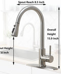 Brushed Nickel Kitchen Faucet With Pull Down Sprayer High Arc Single Handle Stainless Steel Sink Faucet For No Fuss Install