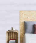 Hassle Free White PVC Self Adhesive Wallpaper Roll Thickened Waterproof Vinyl Contact Paper used on a smooth wall beside a bed.