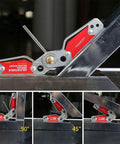 Heavy Duty Magnetic Welding Positioner With Built In Hex Wrench For Quick Angle Tweaks showing 20 to 90 degree angles on steel.