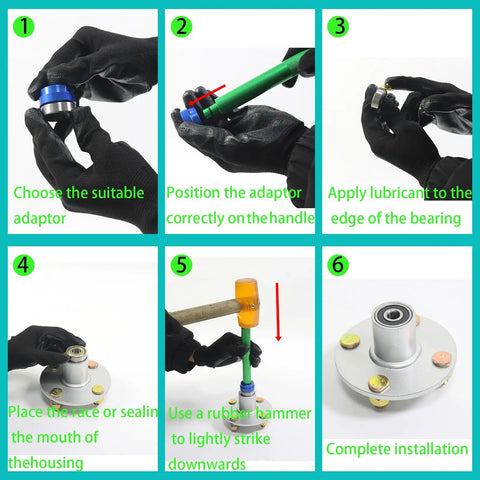 Step-by-step guide using Bearing Press Kit 43 Piece Race And Seal Driver Set With 4 Knurled Handles for seal installation