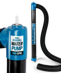 Heavy Duty Drill Powered Stick Water Transfer Pump Slams Through 160 GPM with hose for quickly draining water from various areas.