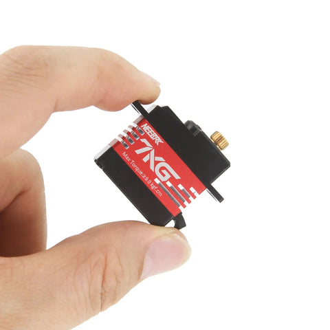 Close-up of Beefy 7Kg Digital RC Servo With Full Metal Gear Ultra Durable High Torque Micro Servo held in hand