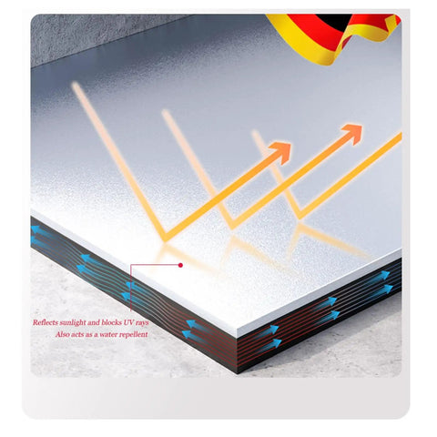 Pro Level Heavy Duty Waterproof Asphalt Roof Shingles Repair Tape With Thick Aluminum Foil Backing and Strong Butyl Adhesive close-up showing UV reflection and water repellent features.