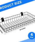 Four Pack Extra Large Slatwall Baskets For PVC Slatwall Panels Hanging Wire Storage Bins 24 By 12 By 4 Inches Ventilated Organizer Bins