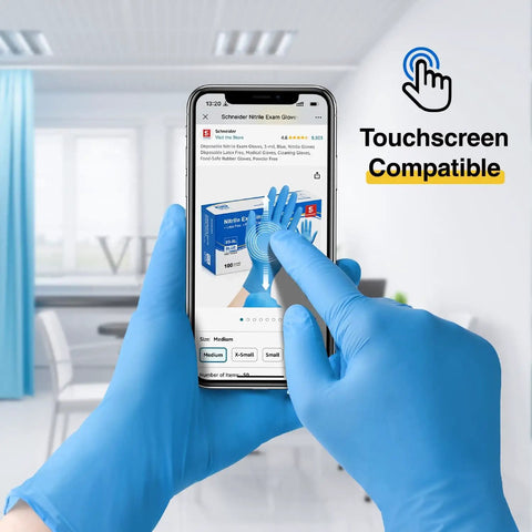 Blue Nitrile Exam Gloves M Size 100 Count Disposable Medical Grade Latex Free For Cleaning Food Prep Cooking And Everyday Hygiene Ideal For Healthcare Home Kitchen And Light Lab Tasks touchscreen use