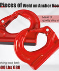 3 Ton Weld On Anchor Hook Set Alloy Steel G80 Built Tough Heavy Duty Lifting Hook For Wrecker Crane Tractor And Rigging 6600 Lbs Working Load 2 Pack Perfect For Slings And Industrial Lifting., 2 red weld-on anchor hooks shown