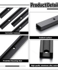 Details of Pro Grade Four 48 Inch T Track System with predrilled holes and oxidized aluminum surface.