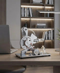Hot Air Stirling Engine Educational Toy Kit With Multicolor LED Lights And DIY Electricity Generator Unique L Shape Engine Design Hands On Science Kit For Curious Minds And Kids. silver metal desk model with glass tube and alcohol burner