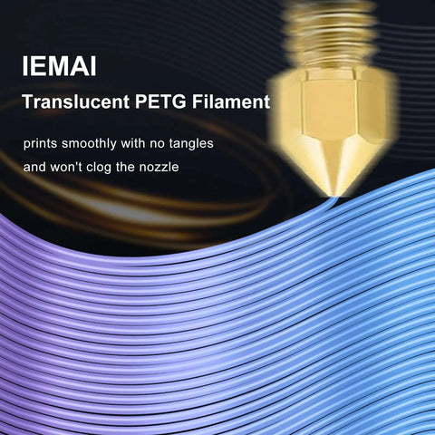 PetG Filament 1.75mm Gradient Translucent Blue to Purple for Dope 3D Printing with nozzle, smooth extrusion, 1kg spool