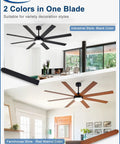 66 Inch Black Ceiling Fan With Lights for Indoor Outdoor Spaces displayed in industrial and farmhouse styles