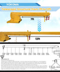 Built Tough Forklift Jib Boom Telescopic Crane Attachment With 0 To 75 Degrees Tilt And 4400 Pound Capacity Dual Steel Hooks 12FT