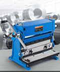 12 Inch 3 In 1 Sheet Metal Shear Brake Roll Machine For Home Shop DIY Friendly, shown with integrated bending brake and blue finish