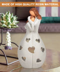 From Daughter To Mom Candle Holder With Flickering LED Flameless Candle, 7.9in hand-painted resin statue with heart cutouts
