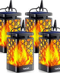 4 upgraded solar lanterns with realistic flickering flame outdoor hanging lantern lights for patio garden deck yard waterproof LED