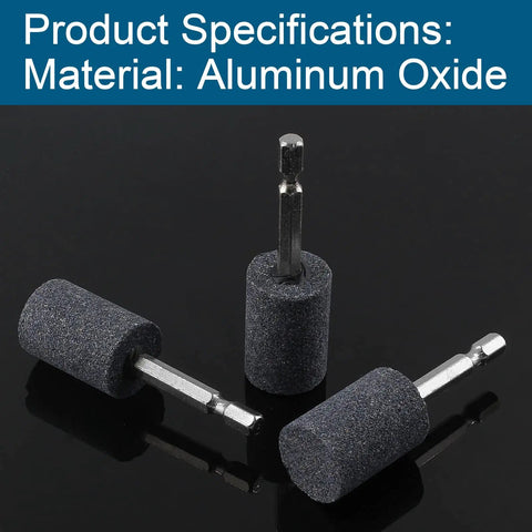 Three Five Piece Stone Grinding Bits Set For Detail Work With One Quarter Inch Hex Shank Aluminum Oxide 120 Grit Cylindrical Wheel