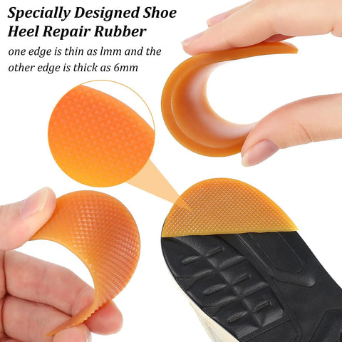 Bevel Design Rubber Heel Patch Kit For Shoes With Anti Slip Patches close-up showing texture and thickness variation on heel.