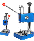 Heavy Duty 0.5 Ton Manual Arbor Press Rock Solid Desktop Workhorse for Precision Metal Stamping, blue with red handle.