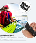 Two Pack Flexible Rubber T Handle Draw Latches with Vibration Reduction and Wear Resistant Features, shown with kayak and hand for scale