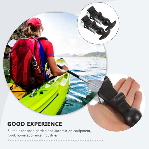 Two Pack Flexible Rubber T Handle Draw Latches with Vibration Reduction and Wear Resistant Features, shown with kayak and hand for scale
