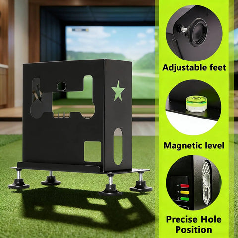 Sturdy Metal Protective Case For Skytrak Golf Launch Monitor With Four Adjustable Feet, Rugged Enclosure With Easy Access Design.