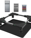 24 Inch Heavy Duty Silicone Appliance Floor Mat With Raised Edges Zero Spill Washing Machine Leakage Catcher Tray, flexible black mat under appliances.