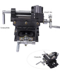 Heavy-Duty X-Y Compound Cross Slide Vise with Precision Scale, showing dimensions and features for metalworking projects.