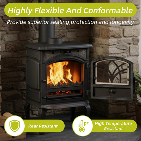 LXUEJIE fireplace gasket tape, self-adhesive fiberglass rope seal for stove and fireplace