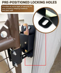 Close-up of Heavy Duty Two Way Farm Gate Latch With Self Locking Nut And Matte Black Coating, showcasing pre-positioned locking holes.