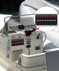 8 Gang Marine Rocker Switch Panel Waterproof 12V Aluminum Body With 5A 10A 15A Circuit Breakers And LED Indicators on boat