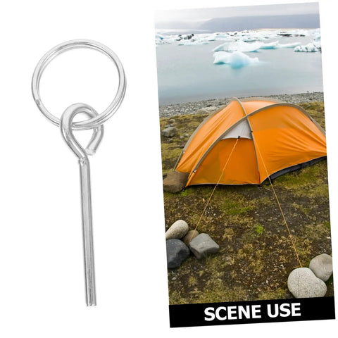 10 Pack Galvanized Tent Pole Connectors For Quick Setup And Lightweight Repair Camping Must Haves For Hiking And Outdoor Adventures Durable Easy To Use Keeps Shelters Secure, shown with orange tent in outdoor setting.