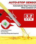 Portable Fuel Transfer Pump With Auto Stop, Fast 3.2 GPM, 51 Inch Hose, Battery And USB Powered, 4 Adapters, Leak Proof Kit