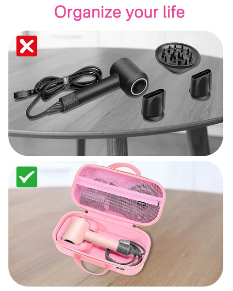 Hard Travel Case For Dyson Hair Dryer And Accessories Ultra Durable Shockproof Shell With Soft Anti Static Lining Open