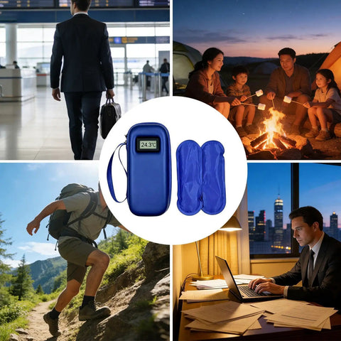 Cooler Travel Case With Digital Temperature Display On The Go Compact Insulated Bag Measuring 22 By 10 By 6 Cm outdoors.