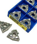 Premium Indexable Carbide Lathe Tool WNMG080402 HA H01 High Hardness for aluminum cutting, featured in blue storage case.