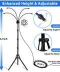 Outdoor Patio Misting System With Adjustable Five Point Seven Five Foot Spray Stand Twenty Six Point Five Foot Water Supply Line Portable Outdoor Mister With adjustable height and flexible hose shown