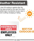 Dang Solid Metal Restricted Area Sign And Employees Only Plate Two Piece Set 10 By 7 Inch Heavy Duty Warning Tag with UV coating.