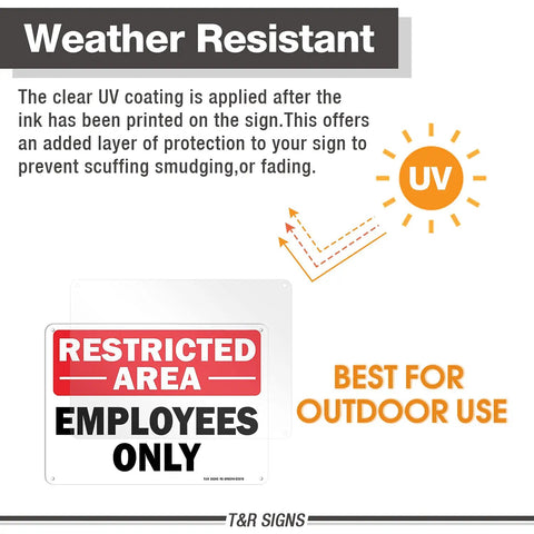 Dang Solid Metal Restricted Area Sign And Employees Only Plate Two Piece Set 10 By 7 Inch Heavy Duty Warning Tag with UV coating.