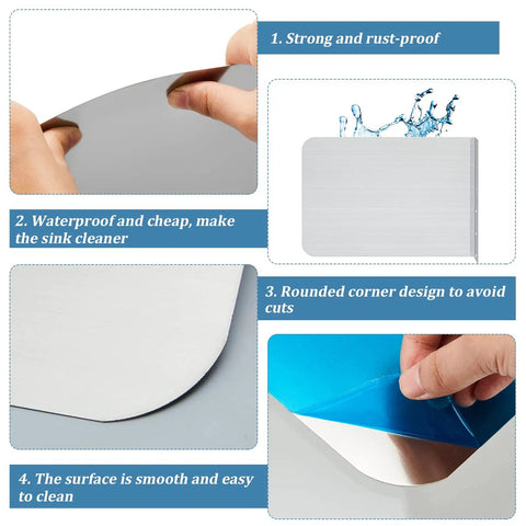 Multi-view of Stainless Steel Sink Splash Guard Wall Mount With Screws 17 By 12 Inch showing rustproof steel and corner design
