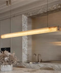 Natural Marble LED Pendant Light Modern Linear Hanging Lamp for Hotel Lobby Restaurant Dining Table Living Room Bedroom Lighting,Space over kitchen island