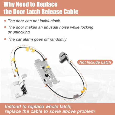 Two Piece Rear Upper Left And Right Door Latch Release Cables Kit For Ford F150 Extended Cab 2004 2008 And Lincoln Mark LT