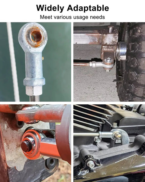 Shop Grade Stainless Steel Rod End Bearings, Right Hand Female Thread Heim Joints, Heat Treated C1045 Steel With Rust Proof Shield, Includes Heavy Duty Jam Nuts, 4 Pack Built Tough Rig Kit in various applications.